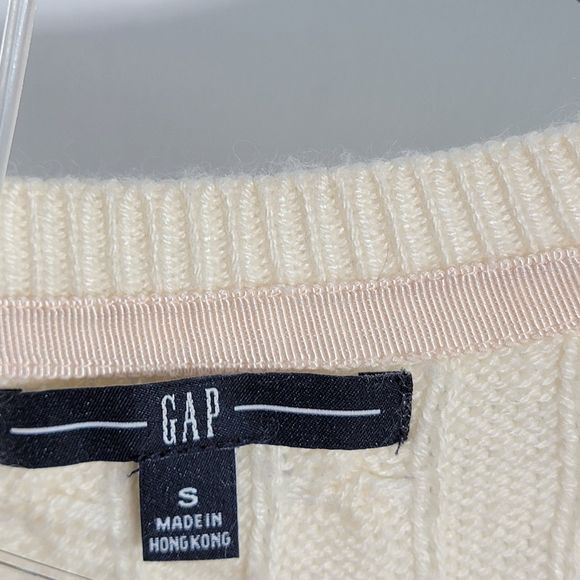 GAP Winter White Cable Knit Long Sleeve Pullover Teens Sweater  Womens  Size S - Picture 4 of 8